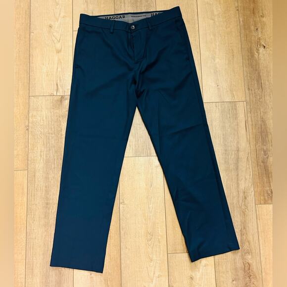 Haggar Men’s Navy Blue Classic Fit Khaki Cool18 Pro Pants 34x32 - Picture 4 of 8